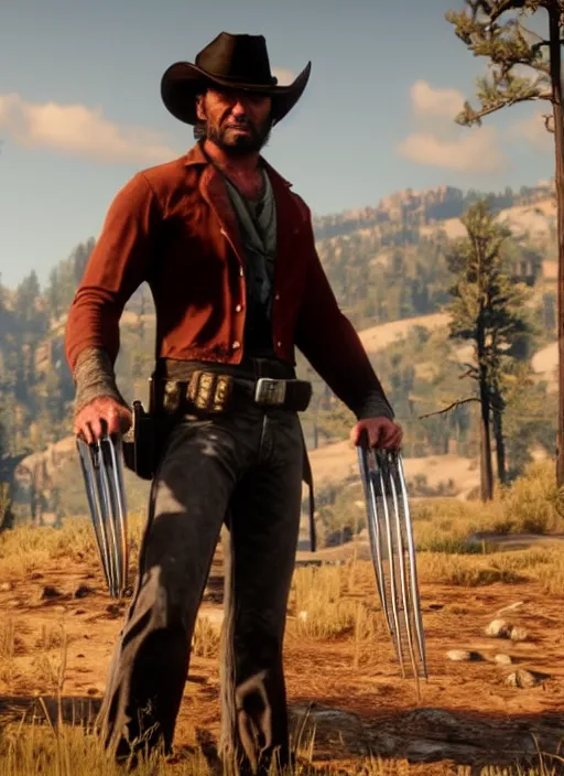 Image similar to film still of wolverine in red dead redemption 2 ( 2 0 1 8 video game )