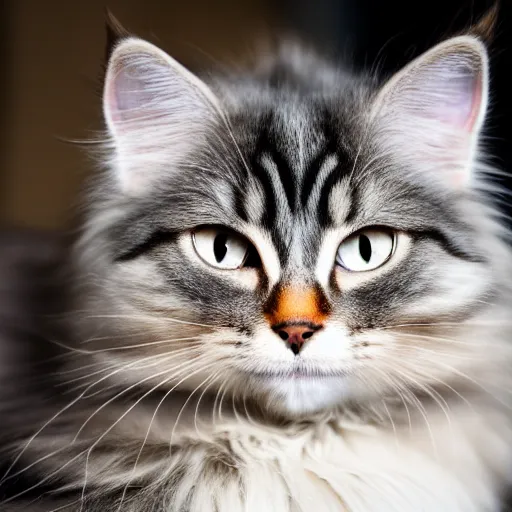 Image similar to a grey siberian cat with a crown, nikon de 5 0 mm f / 1. 2