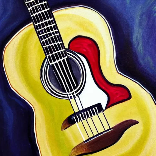 Image similar to A detailed painting of a guitar