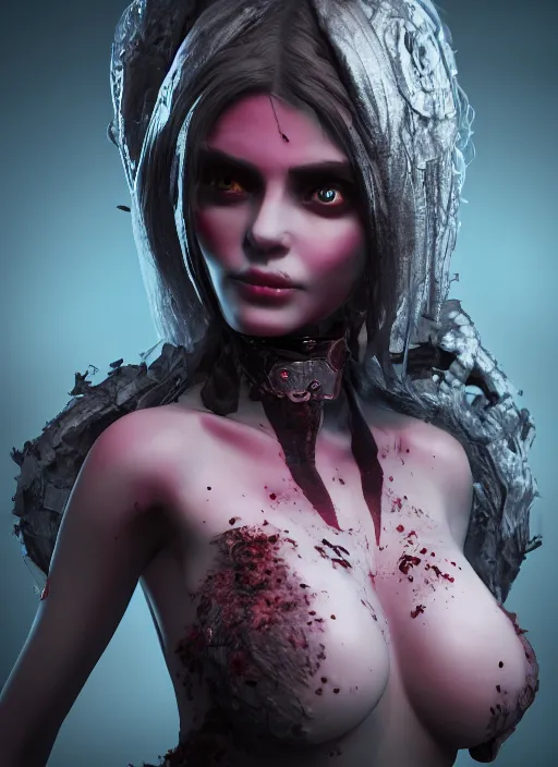 Image similar to beautiful necromancer girl, hyper detailed, digital art, cinematic lighting, studio quality, smooth render, unreal engine 5, octane renderer