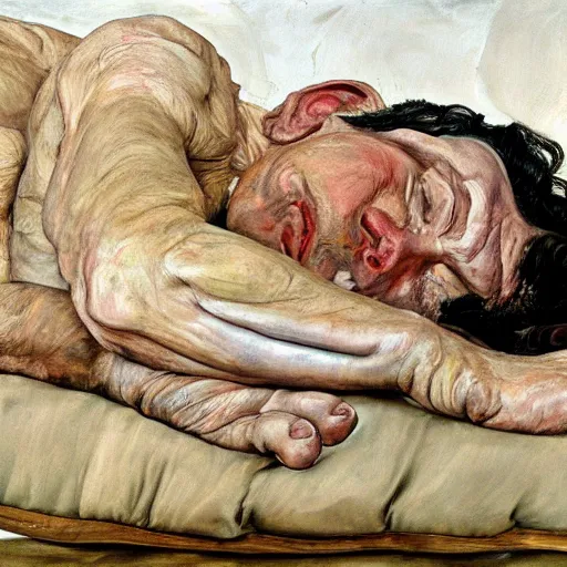 Prompt: high quality high detail painting by lucian freud, hd, sleeping