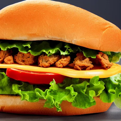 Prompt: The new hottest trend in fast food sandwiches;