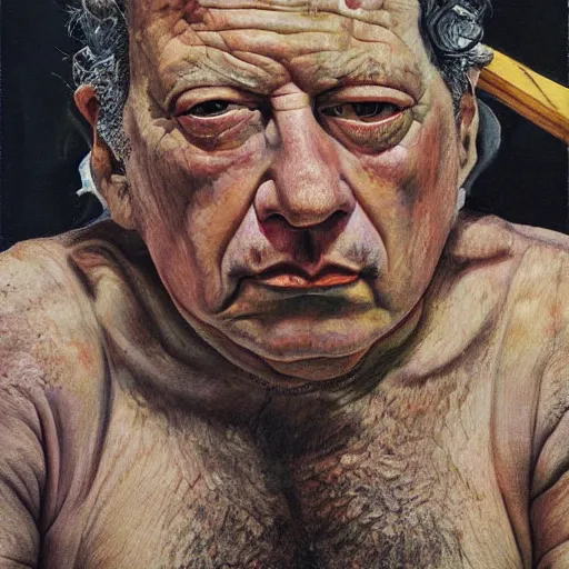 Image similar to high quality high detail painting by lucian freud, hd, gene ween