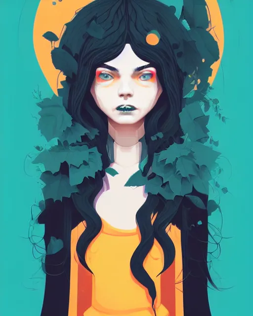 Prompt: a vector based illustration of a gothic girl, head and shoulders shot, by sachin teng and loish, vibrant, vector art, award winning, stunning, trending on art station, highly detailed