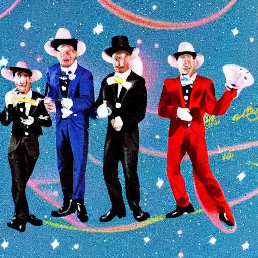 Image similar to a barbershop quartet in space