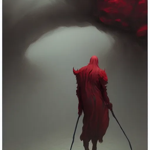 Image similar to the red seer, trending on artstation, 8 k, by gerard brom and zdzisław beksinski