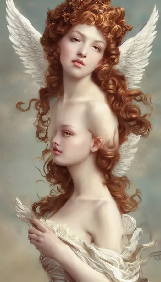 Image similar to rococo, baroque hair, angelic young female seductive - fine - face, pretty face, key visual, realistic shaded perfect face, fine details by stanley artgerm lau, wlop, nekro, james jean, andrei riabovitchev, marc simonetti, and sakimichan, trending on artstation