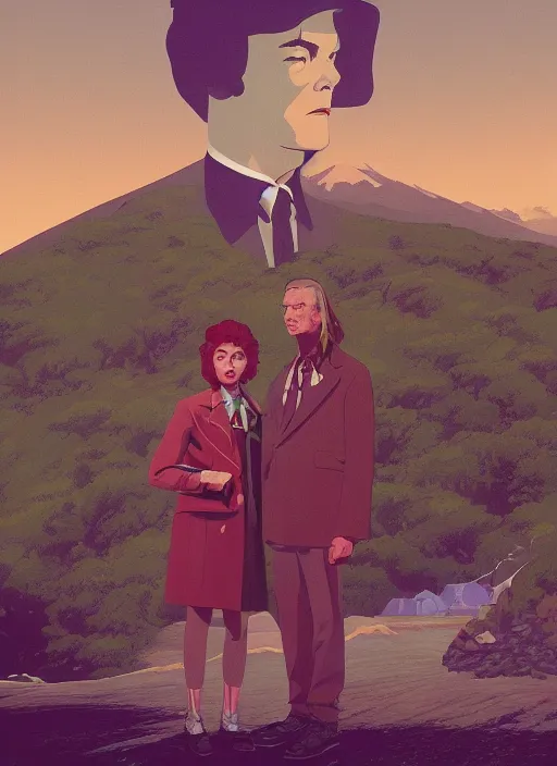 Prompt: Twin Peaks poster artwork by Michael Whelan and Tomer Hanuka, Rendering of nostalgic idyllic teenage domestic life, full of details, by Makoto Shinkai and thomas kinkade, Matte painting, trending on artstation and unreal engine