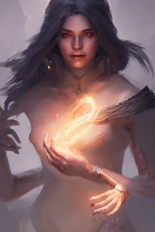 Image similar to beautiful sorceress, accurate anatomy, only two hands, highly detailed, digital painting, artstation, concept art, smooth, sharp focus, illustration, Unreal Engine 5, 8K, art by sakimichan and greg rutkowski and edgar maxence