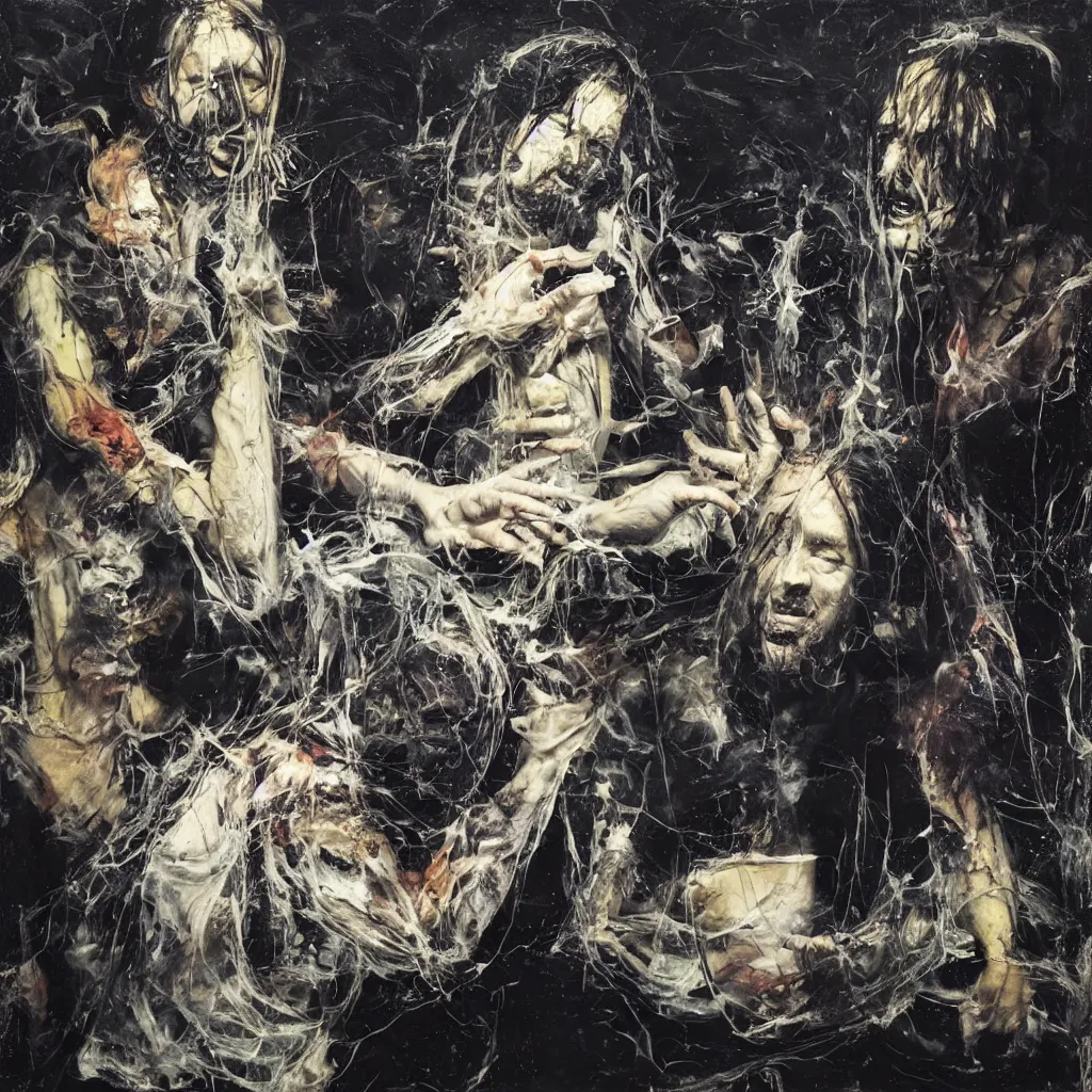 Prompt: bill hicks tripping on lsd playing poker. vivid colors, by nicola samori and jenny saville