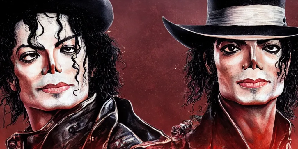 Prompt: michael jackson in rdr 2, cover art by stephen bliss, boxart, loading screen, 8 k resolution