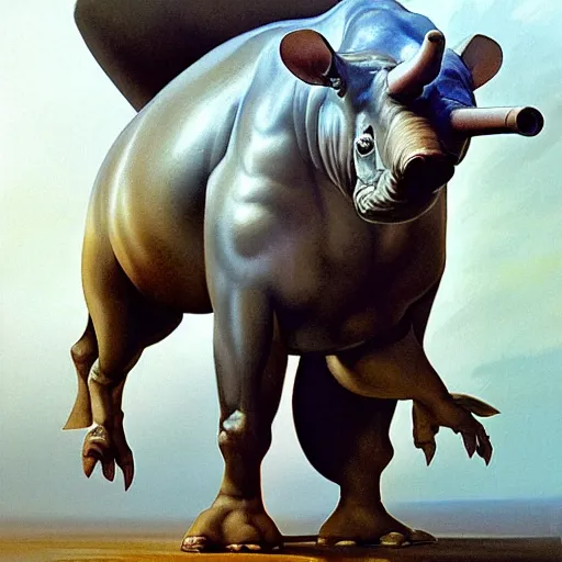 Prompt: monstrous tapir by boris vallejo, sharp, intricate, highly detailed