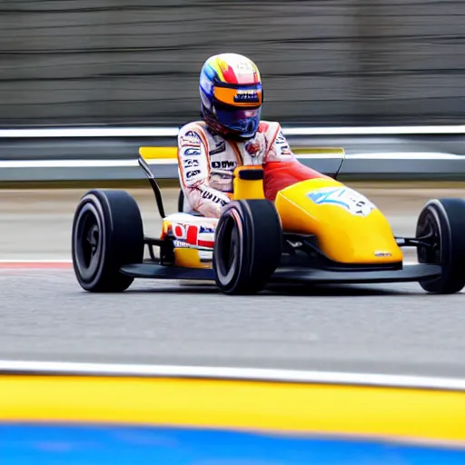 Image similar to fernando alonso winning olympic karting gold, at the 2 0 2 8 la olympics