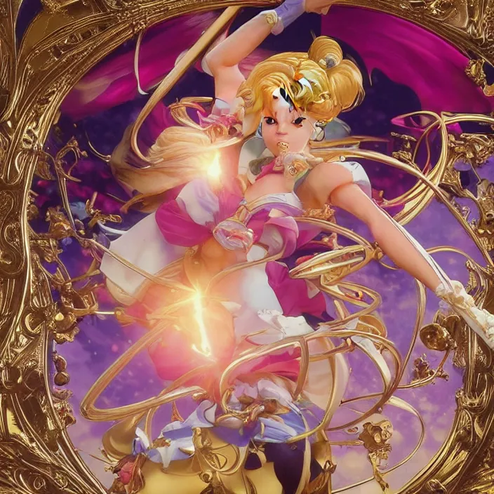 Image similar to jeff koons style sailor moon, ultra realistic, concept art, intricate details, serious, highly detailed, photorealistic, octane render, 8 k, unreal engine, art by todd mcfarlane and artgerm and greg rutkowski and alphonse mucha