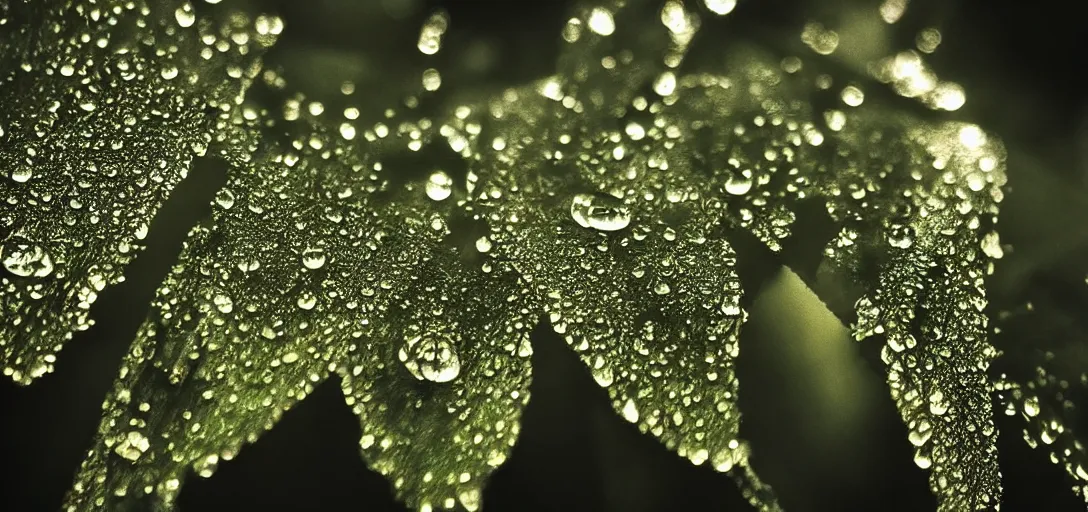 Prompt: “ a world of dew and within every dewdrop a world of struggle, dramatic backlit lighting, incredible reflections, macro ”