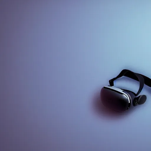 Prompt: A studio photo of a VR headset on a empty surface, digital art