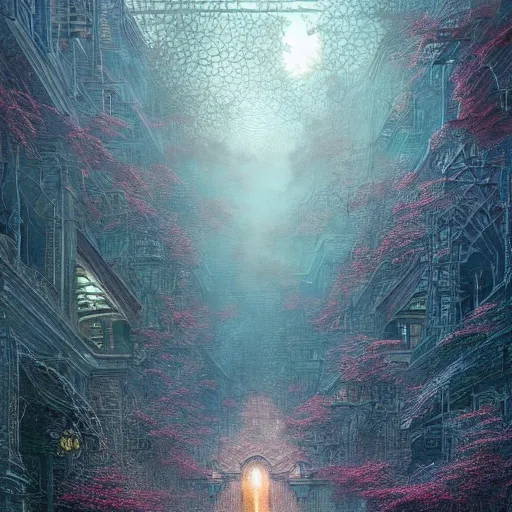 Image similar to opalescent walkway quantum digital art matte painting hyper realism sharp focus intricate details by tomasz alen kopera, victo ngai, greg rutkowski, tim white, beksinski, artgerm, paul lehr, andreas rocha