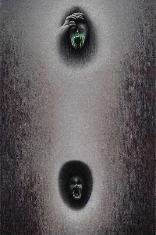 Image similar to the scream in the style of zdzislaw beksinski, gothic, surrealism, cosmic horror