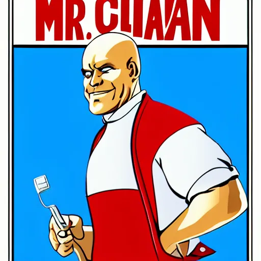 Image similar to Mr. Clean in the style of a soviet propaganda