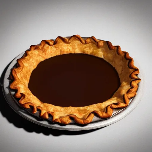 Prompt: a pie with eyes peeking out from under the crust, unreal engine, octane render