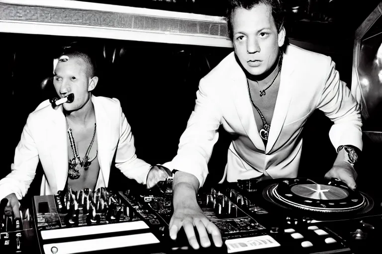 Image similar to a rhino dj in a nightclub. by mario testino