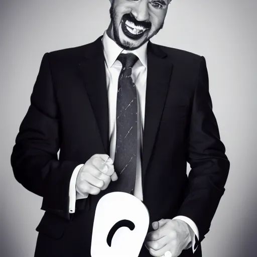 Image similar to portrait of Pac-Man wearing a suit, studio lighting