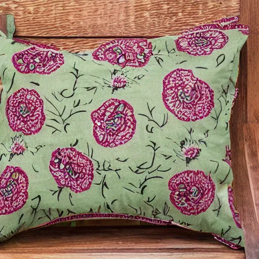 Prompt: pillowcase decorated with a floral pattern, detailed