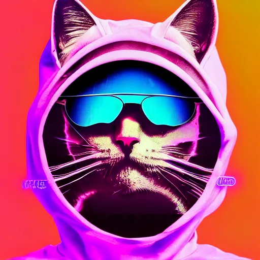 Prompt: cat skeletor in hoodie, portrait, vaporwave, synthwave, neon, vector graphics, cinematic, volumetric lighting, f 8 aperture, cinematic eastman 5 3 8 4 film, photorealistic