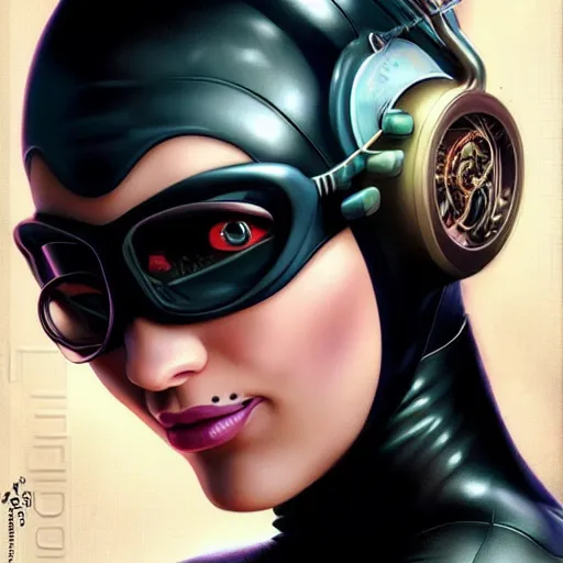 Image similar to lofi biopunk catwoman portrait, Pixar style, by Tristan Eaton Stanley Artgerm and Tom Bagshaw.