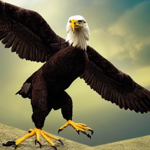 Image similar to eagle morphed with tyrannosaurus, real photo taken in zoo, realistic proportions,