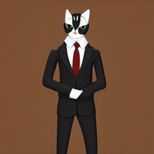 Image similar to digital art of anthromorphic cat wearing a suit