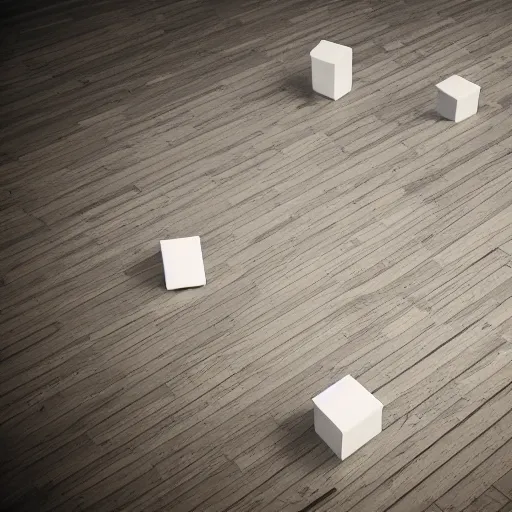Prompt: two cubes on the floor