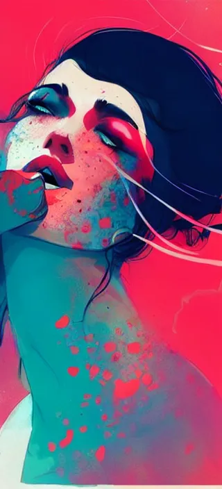 Prompt: lots of swirling, thick smoke drifting from a young woman's open mouth, by conrad roset, dramatic digital art, trending on artstation