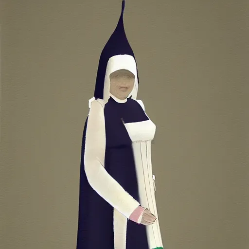 Image similar to female character inspired by venice carnival and nun | | artwork made by greg rutswork and lois van barlee