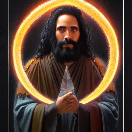 Prompt: perfectly-centered-Portrait of a black haired latino cleric druid, flame wielding, The Perfect Human male Specimen, intricate, elegant, super highly detailed, professional digital painting, artstation, concept art, smooth, sharp focus, no blur, no dof, extreme illustration, Unreal Engine 5, 8K, art by artgerm and greg rutkowski and alphonse mucha loish and WLOP
