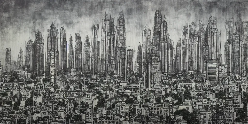 Image similar to Hanoi cityscape by HR Giger and Canatello