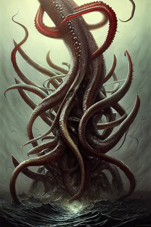 Image similar to giant squid by anna podedworna, ayami kojima, greg rutkowski, giger, maxim verehin