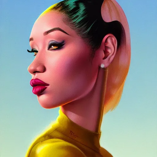 Image similar to 4k headshot of thicc Iggy azalea , Cardi B , Nikki Minaj from Macfarlane comics, killing with green fire by Craig Mullins, ilya kuvshinov, krenz cushart, epic , artgerm trending on artstation by Edward Hopper and Dan Mumford and WLOP and Rutkovsky, beksinski carl spitzweg moebius and tuomas kocar, intricate artwork by caravaggio, Unreal Engine 5, Lumen, Nanite , 4K headshot of godlike clown with defined arms and open hands and bloody clothes with giant mandala wings , intricate face , flawless anime cel animation by Kentaro Miura, psychedelic , highly detailed upper body , professionally post-processed , beautiful, scary, symmetry accurate features, epic, octane rendered, anime masterpiece, accurate