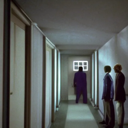 Image similar to a strip of light on the wall through which you can see the simulation people watching you, x files tv show, twilight zone, doctor who