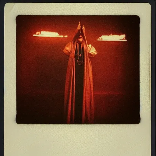 Image similar to photograph of occult ritual in government facility, annie liebovitz, fritz lang, and beksinski, cursed polaroid, color 3 5 mm