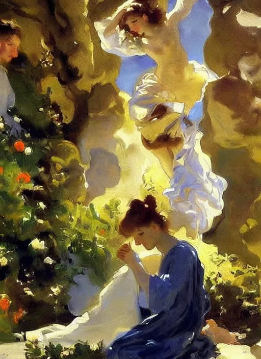 Prompt: a painting so beautiful and universally loved it creates peace on earth, profound epiphany, by john singer sargent