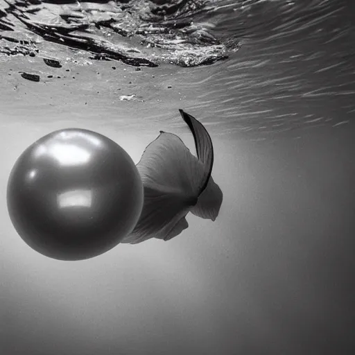 Prompt: pearl underwater, award winning black and white photography