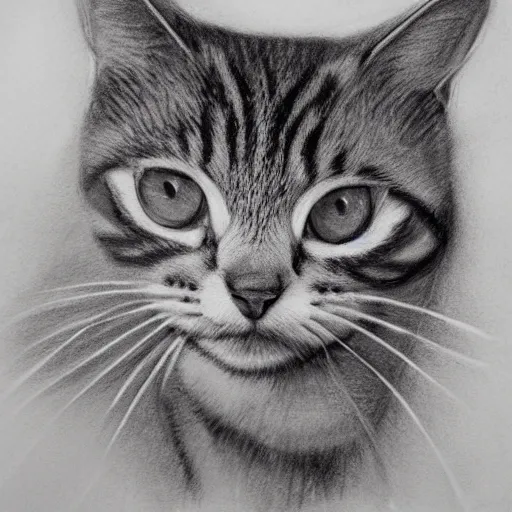 Image similar to a charcoal sketch of a tabby cat