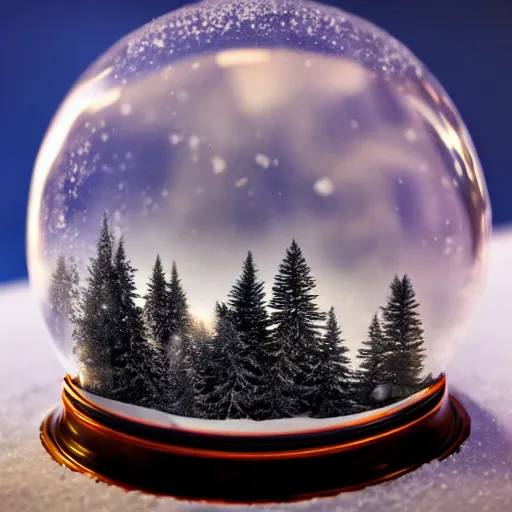 Prompt: the universe inside a snow globe, 8k, artstation trend, hdr, super detailed, light reflections, studio photo, professional photo