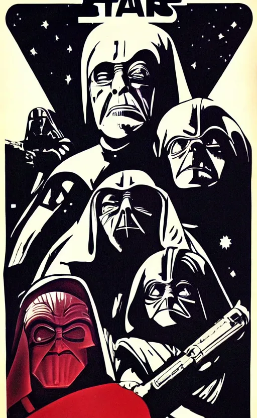 Image similar to a propaganda poster for the galactic empire in star wars, featuring the emperor palpatine, sidious, as a shadow