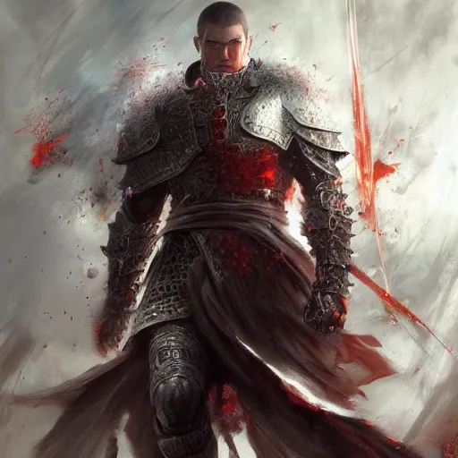 Image similar to full body shot Guts Berserk fan art, digital 2d, extremely detailed, made by wlop, maxwell boas, Naranbaatar Ganbold, Raymond Swanland and Ruan Jia. Masterpiece. Repin. Greg Rutkowski