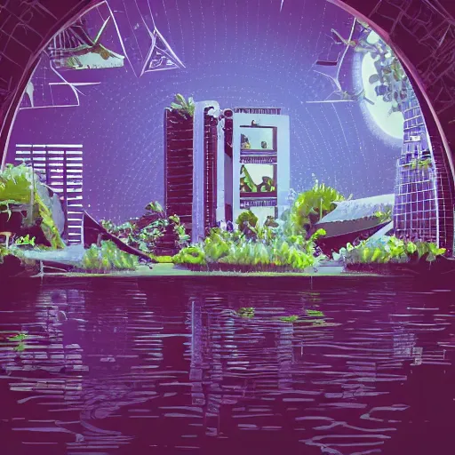 Prompt: beautiful happy picturesque charming organic sci - fi city in harmony with nature. water and plants. beautiful light. grainy and rough. soft colour scheme. beautiful artistic vector graphic design by lurid. ( 2 0 2 2 )