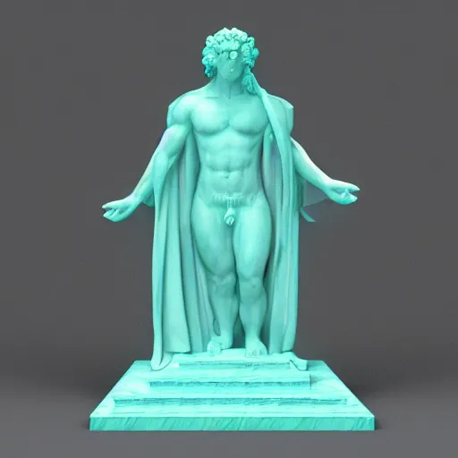 Prompt: big 3 d rendered fancy cyan marble statue
