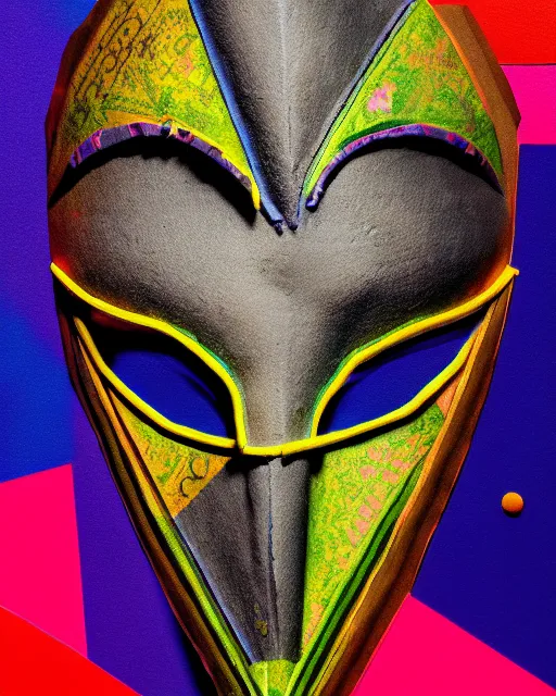 Image similar to behind the mask, mixed media, a brutalist designed, vivid colours, cryptic, mystical, royal, pop surrealism, pop art, atmospheric, trending on artstation. 8 k, high quality, masterpiece.