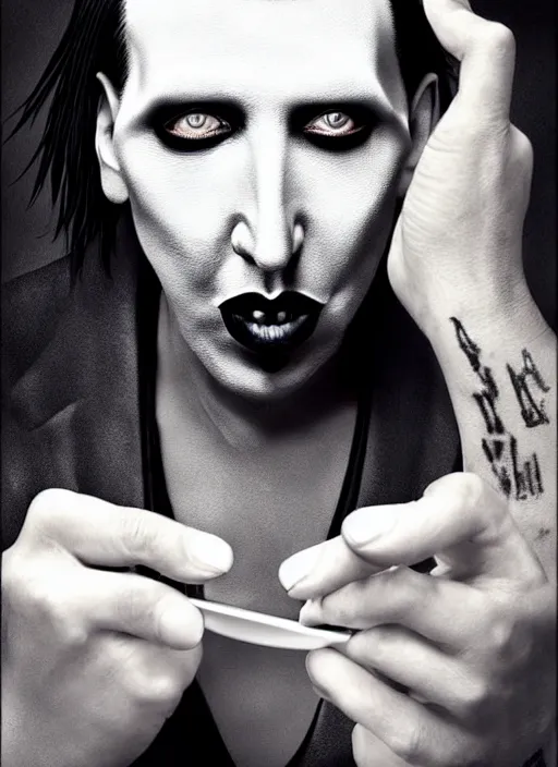 marilyn manson eating toast, photo by oliver | Stable Diffusion | OpenArt